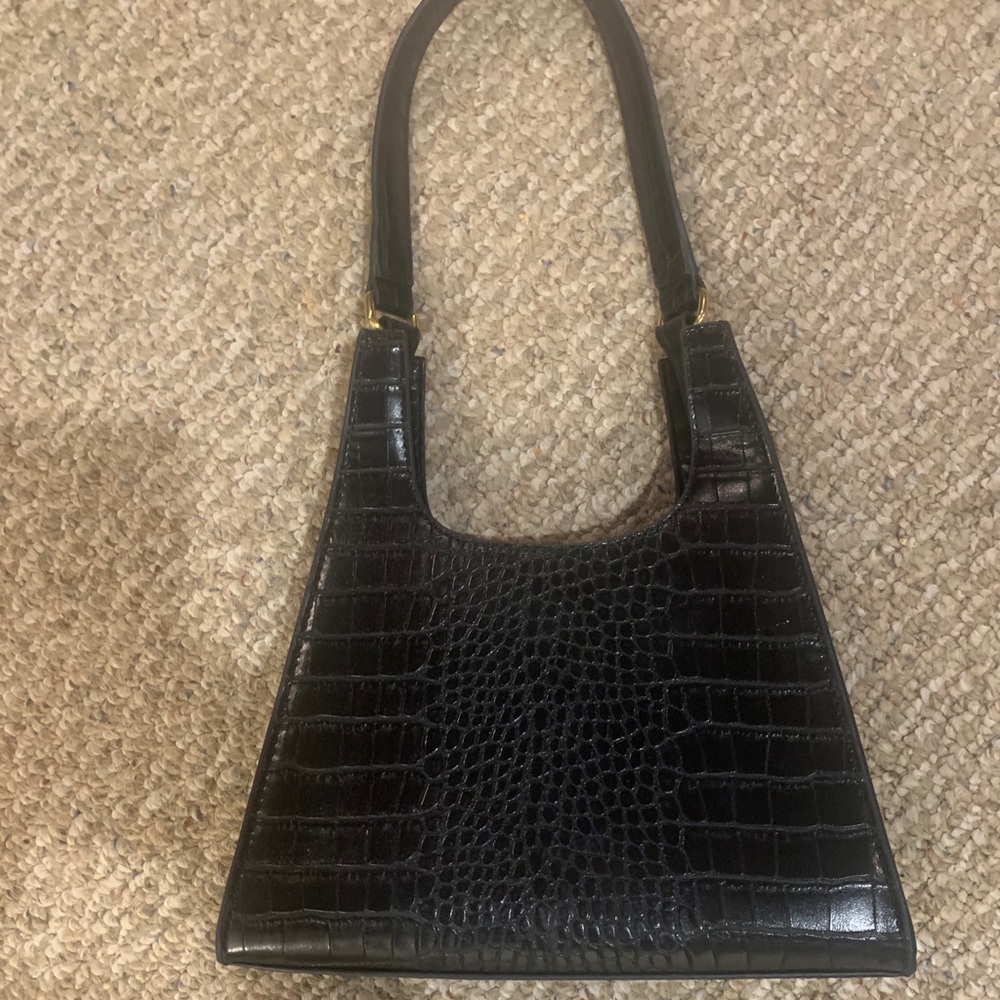 Black snakeskin leather purse